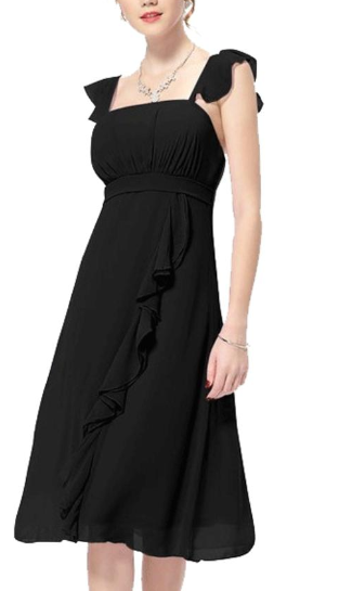Square Neck Sleeveless Ruffled Dress