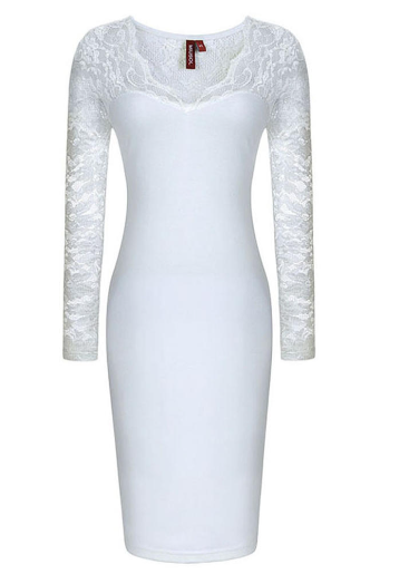 Women Slim Lace Decorated Pencil Dress