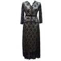 Women Plus Size V Neck Lace Long Dress Black