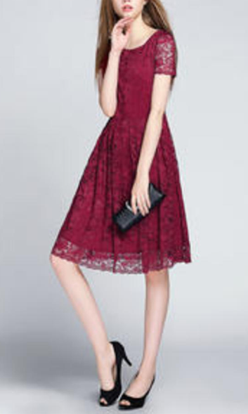 Women Short Skater Lace Halter Dress