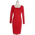 Women Square Neck Slim Pencil Dress