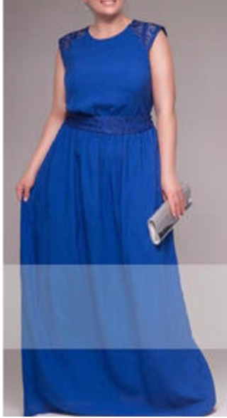Women Lace Shoulder Sleeveless Gown