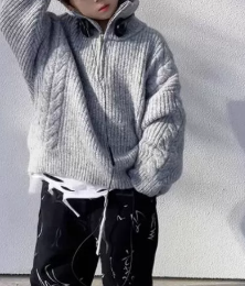 Boys Solid Color Knit Pullover Sweater