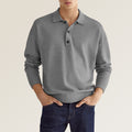 Men's Casual Long Sleeve V Neck Button Polo Shirt