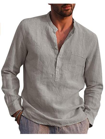 Men’s V Neck Linen Casual Beach Shirt