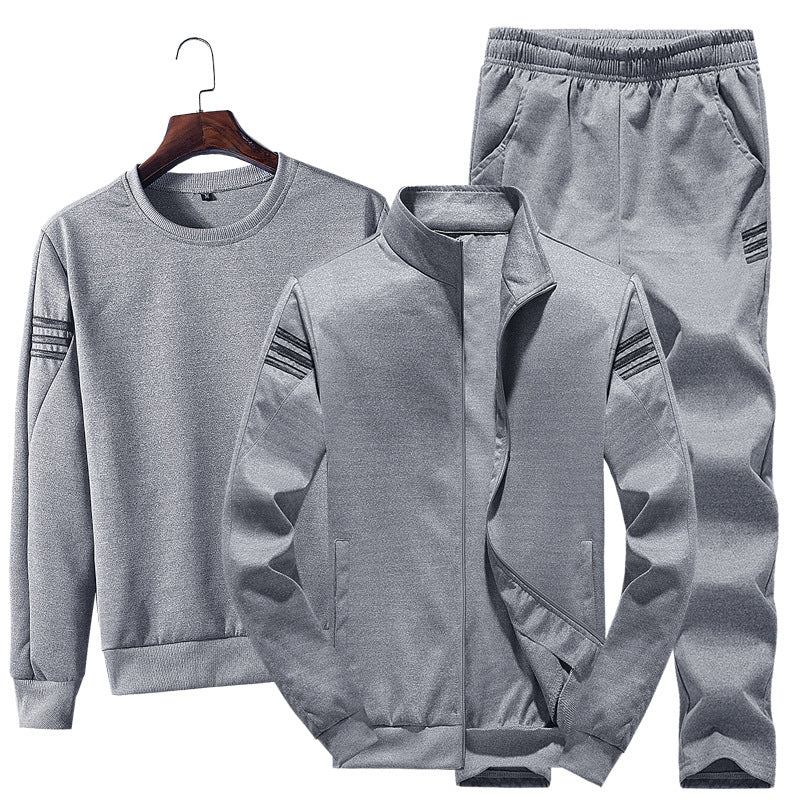 Men Casual Three Piece Sweatshirt Suit Set