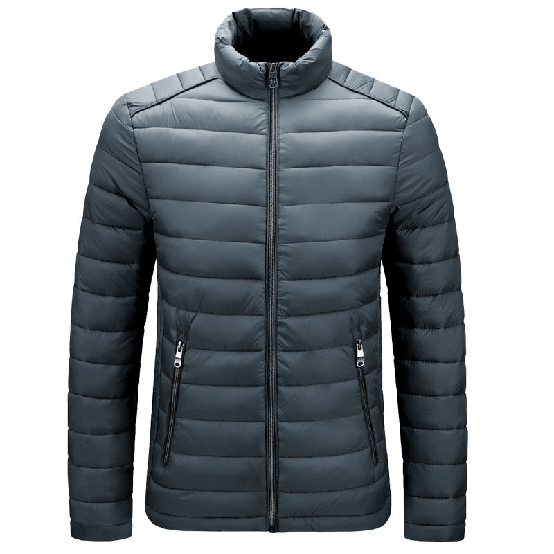 Men Lightweight Cotton Stand Collar Casual Jacket