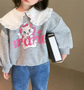 Girls Cartoon Style Warm Lapel Sweatshirt