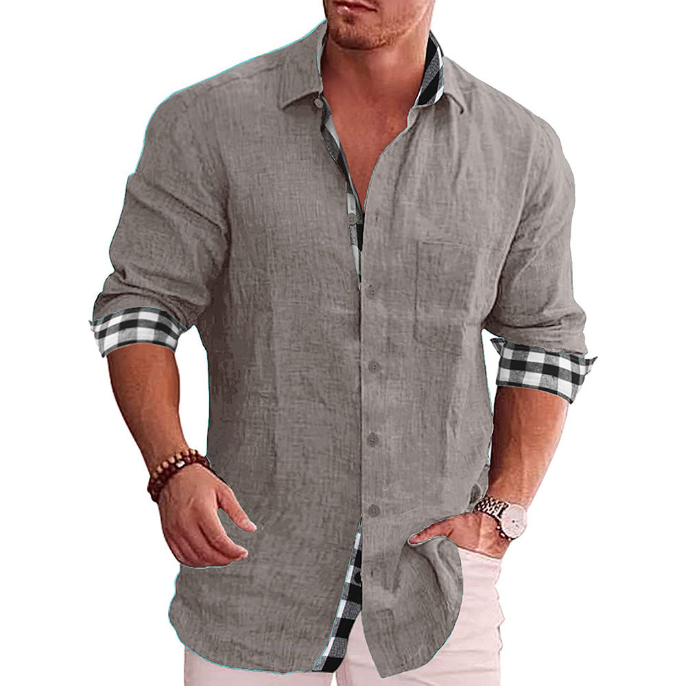 Men Cotton Linen Long Sleeve Casual Shirt