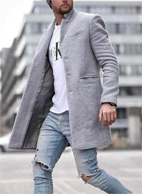 Men’s Dragon and Phoenix Wool Mid-Length Trench Coat