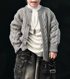 Boys Solid Color Knit Cardigan Sweater