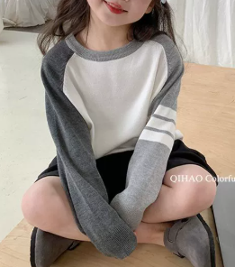 Girls Raglan Sleeve Knit Top