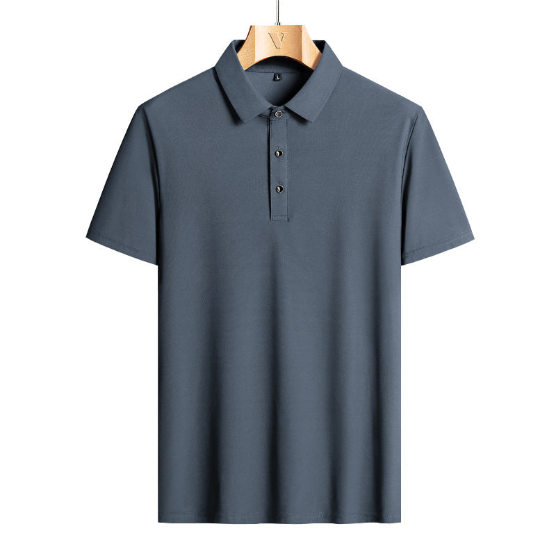 Men’s Ice Silk Casual Loose Short Sleeve Polo Shirt