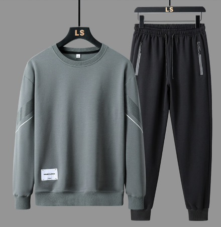 Men Velvet Striped Casual Sports Suit