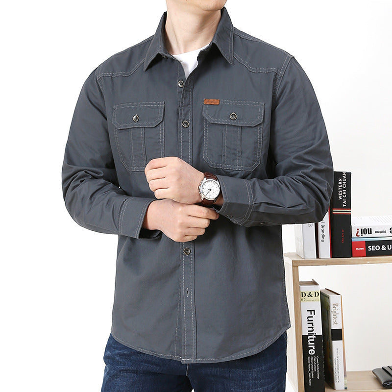 Men’s Loose Casual Long Sleeve Workwear Shirt