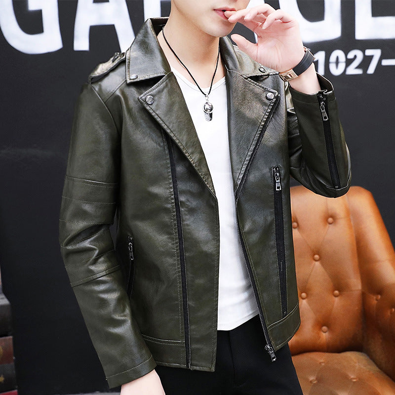 Versatile Lapel Casual Leather Jacket for Men