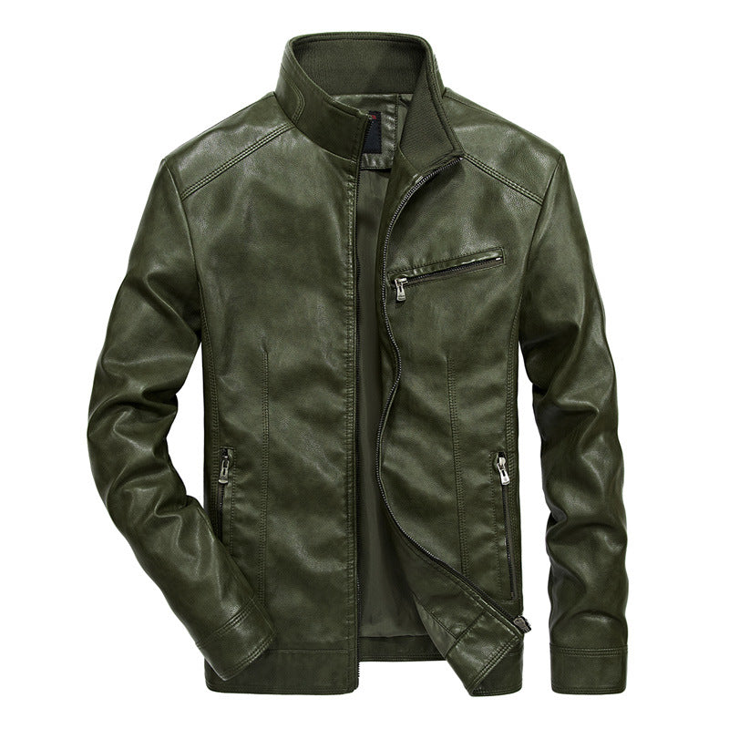Men’s Casual Motorcycle Style Thin Leather Jacket