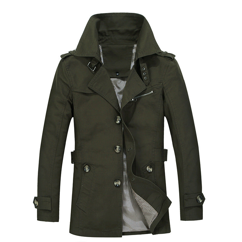Men’s Mid Length Business Casual Windbreaker Jacket