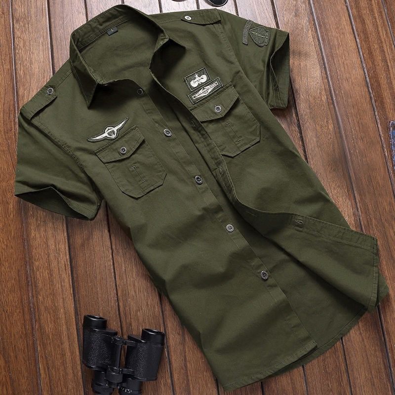 Men’s Casual Military Style Short Sleeve Shirt