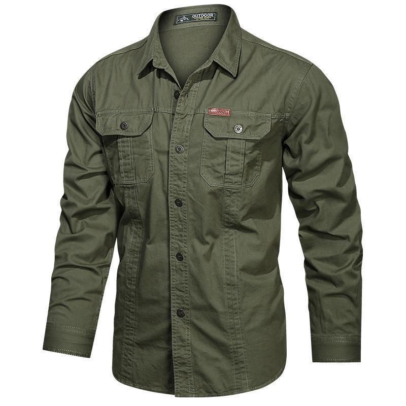 Men’s Military Style No Iron Long Sleeve Work Shirt