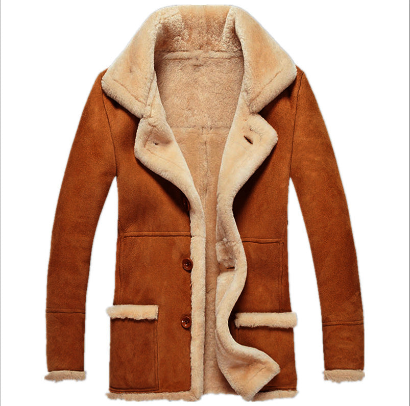 Men’s Thickened Faux Fur Integrated Winter Coat