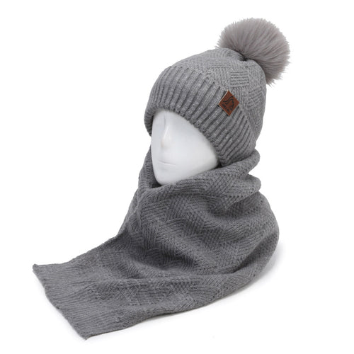 Children Two Piece Knitted Scarf Hat for Winter Comfort