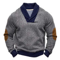 Retro Shawl Collar Men’s Elbow Patch Sweatshirt