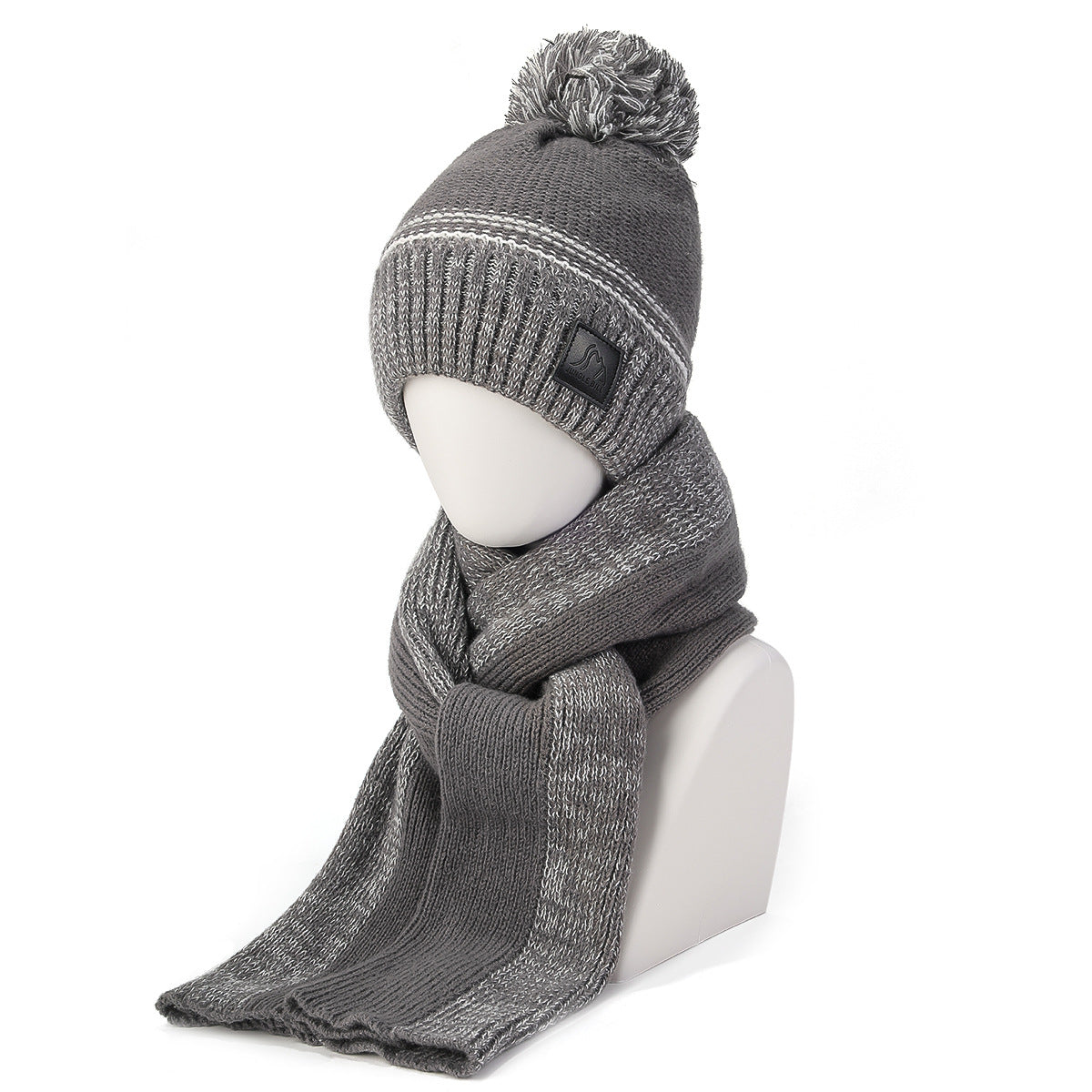 Winter Knitted Hat And Scarf Set With Color Match