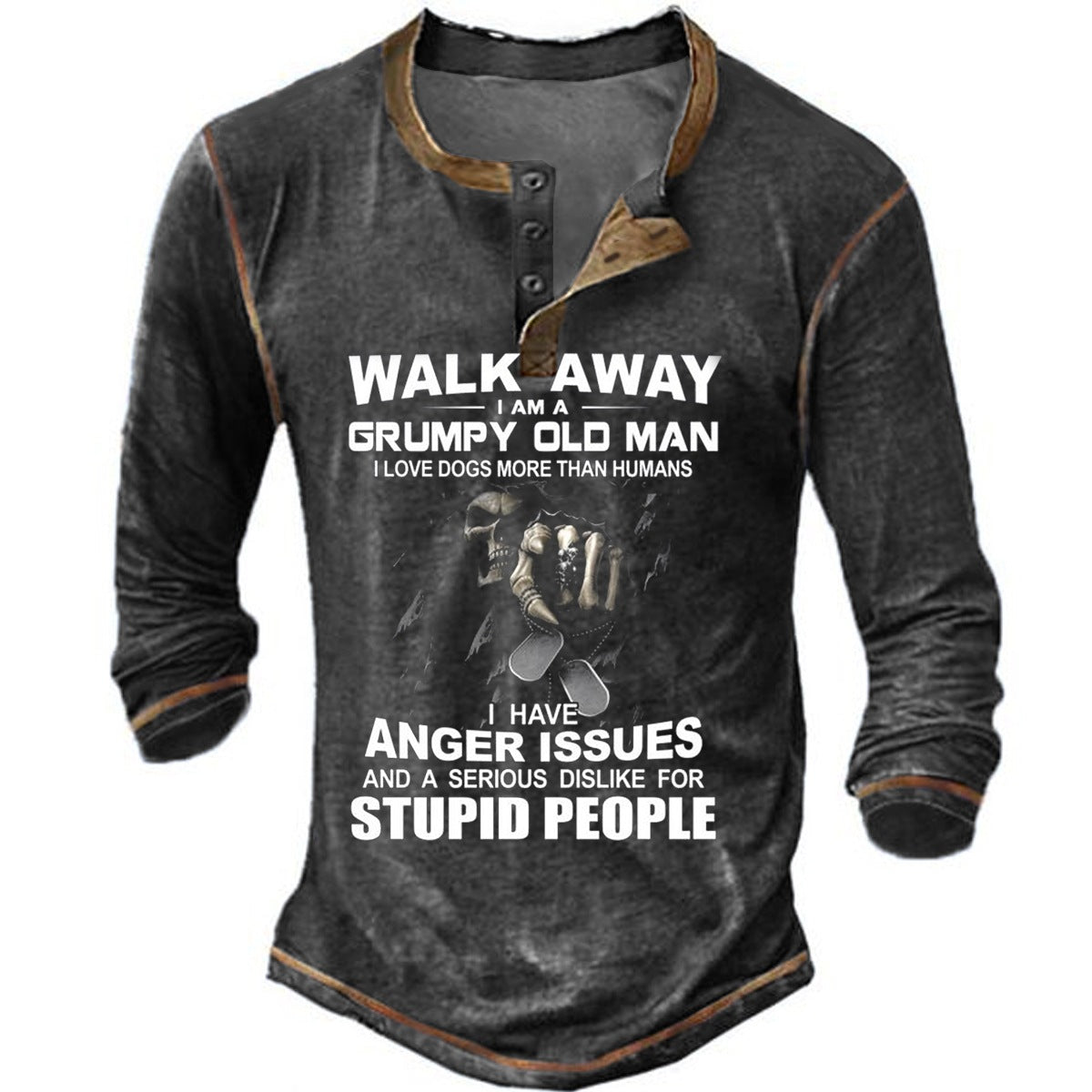 Graphic Letter Henley Long Sleeve Tee
