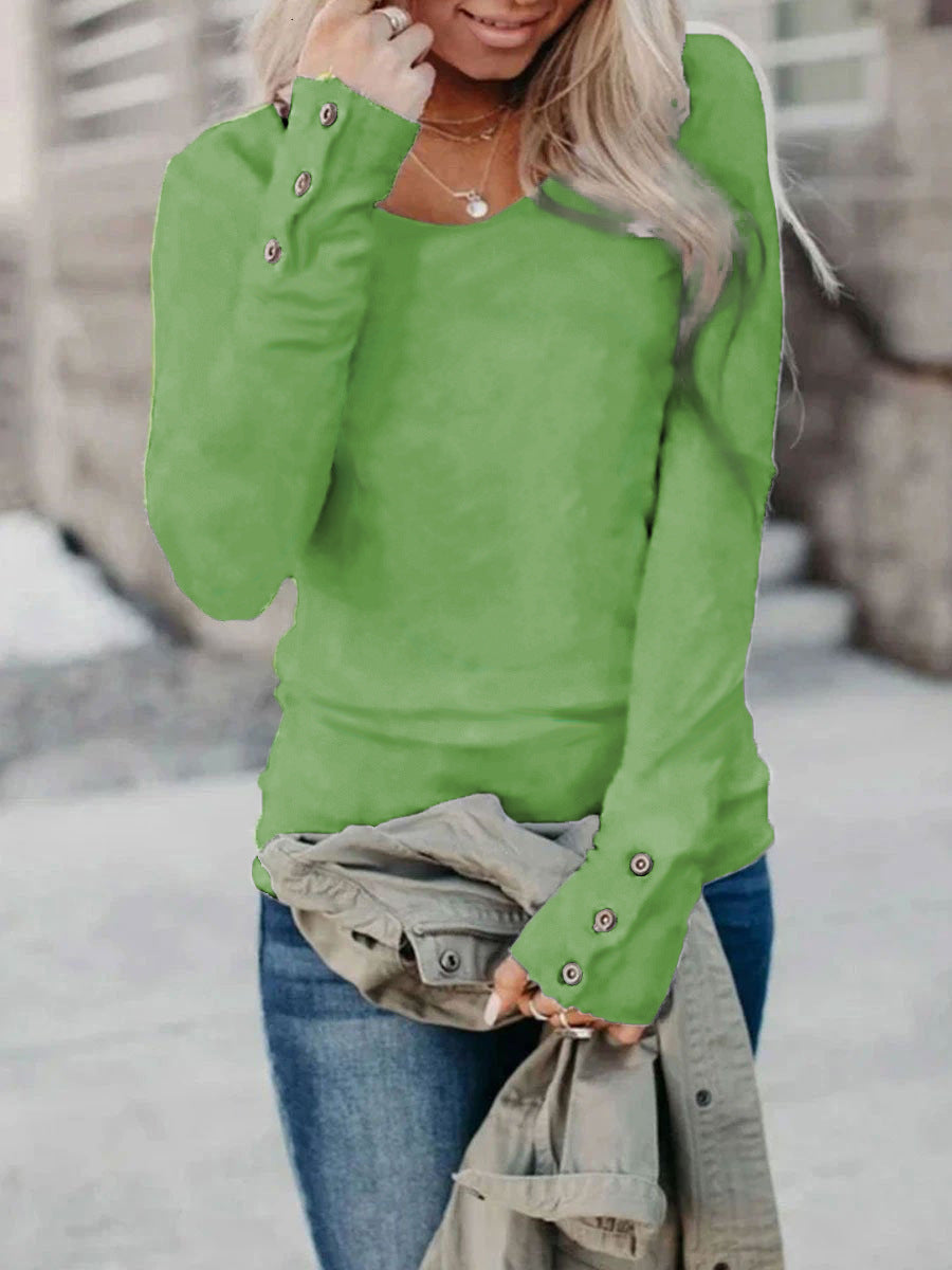 Solid Color Crewneck Long Sleeve T Shirt