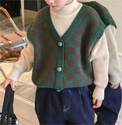 Boys’ Plaid Knit Two-Piece Style Sweater