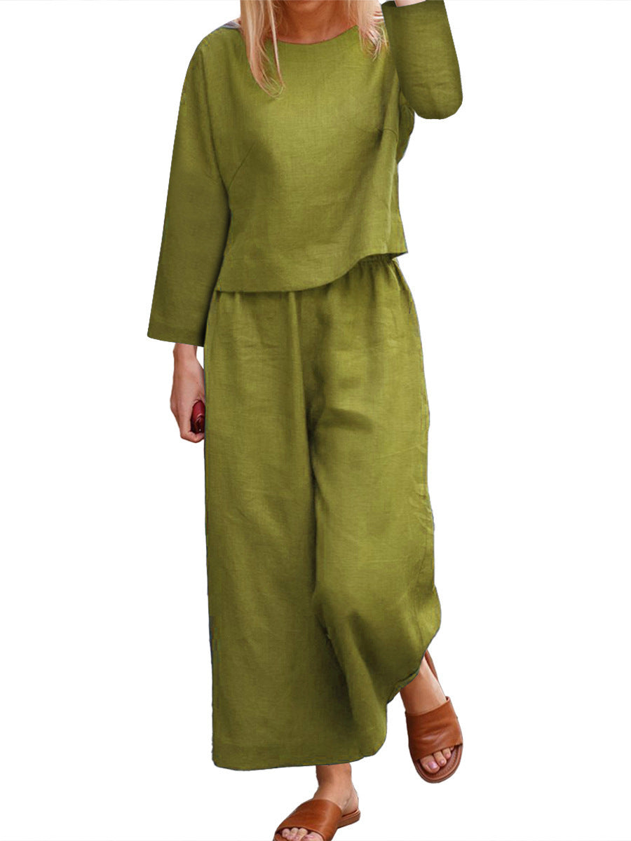 Casual Loose Color Shirt and Pants Set