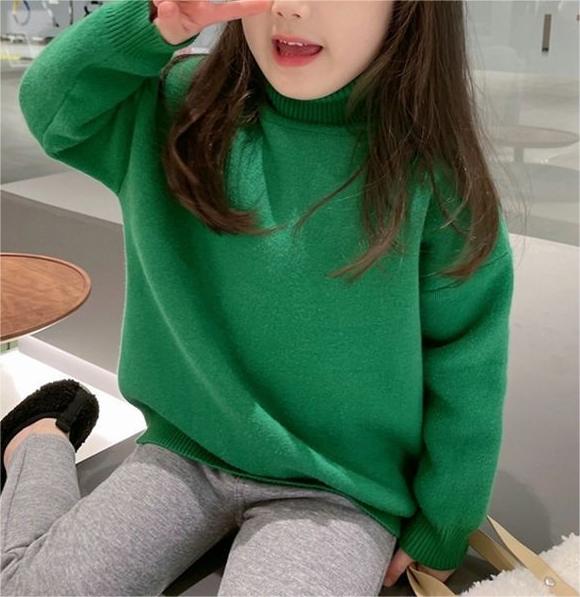 Soft Warm High-Neck Knit Top for Girls