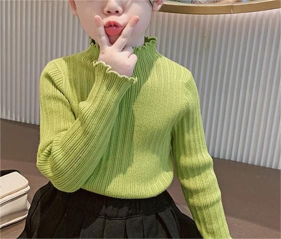 Cozy Solid Knit Top for Little Girls