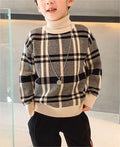 Warm Plaid Knit Pullover for Boys