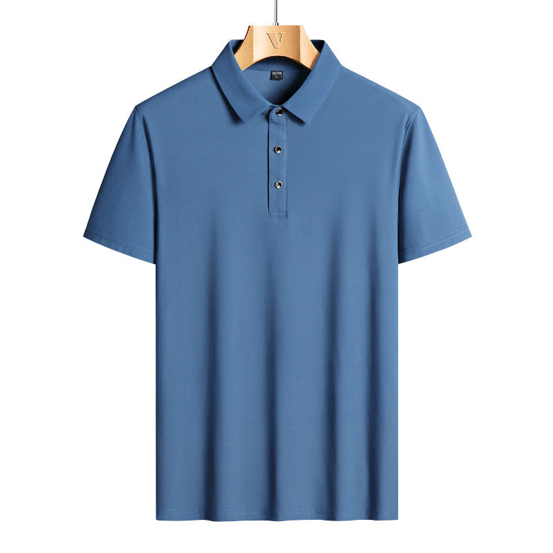 Men’s Ice Silk Casual Loose Short Sleeve Polo Shirt
