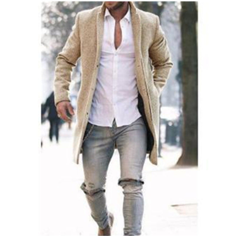 Men’s Dragon and Phoenix Wool Mid-Length Trench Coat