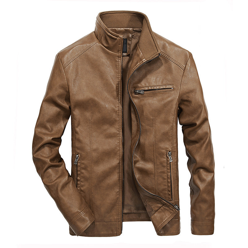 Men’s Casual Motorcycle Style Thin Leather Jacket