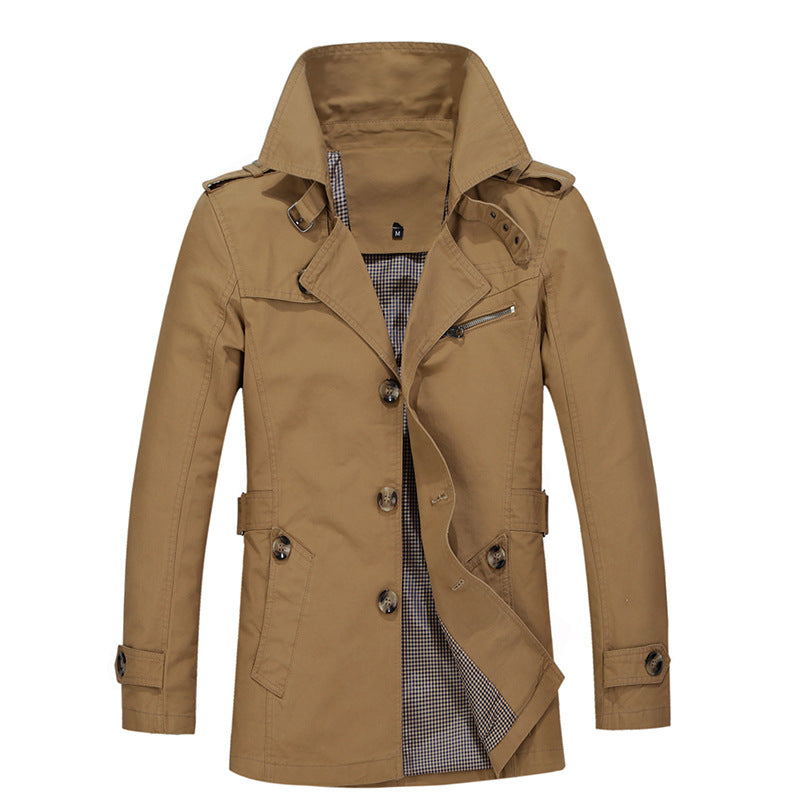 Men’s Mid Length Business Casual Windbreaker Jacket