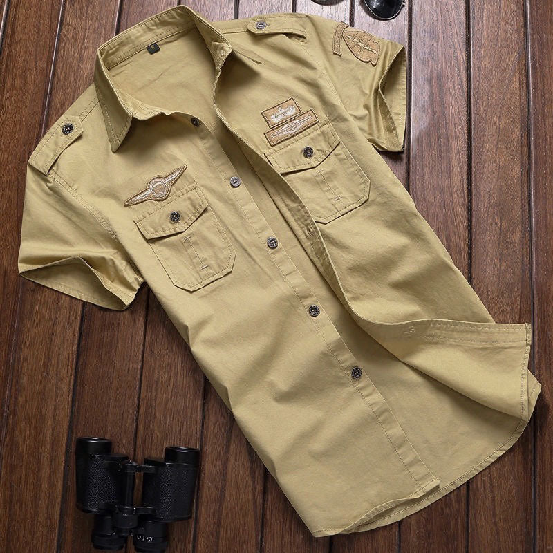 Men’s Casual Military Style Short Sleeve Shirt