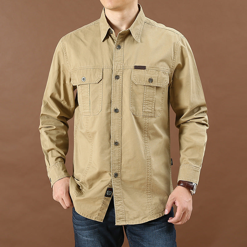 Men’s Loose Casual Long Sleeve Workwear Shirt
