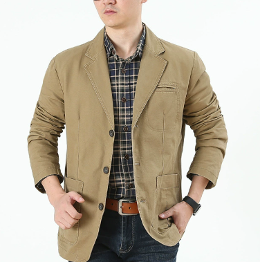 Men Korean Style Cotton Casual Suit