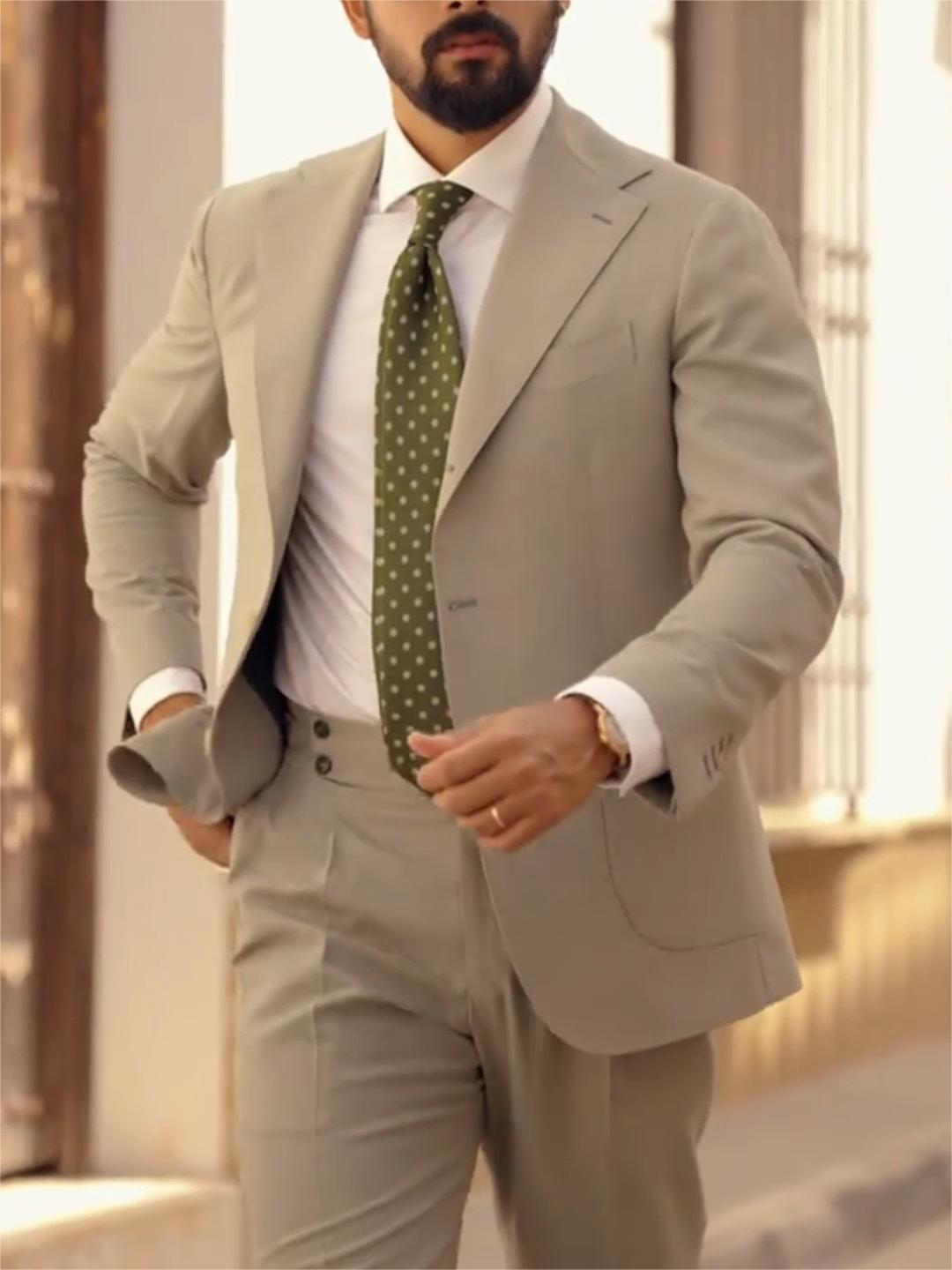 Men’s Solid Color Single-Breasted Casual Suit