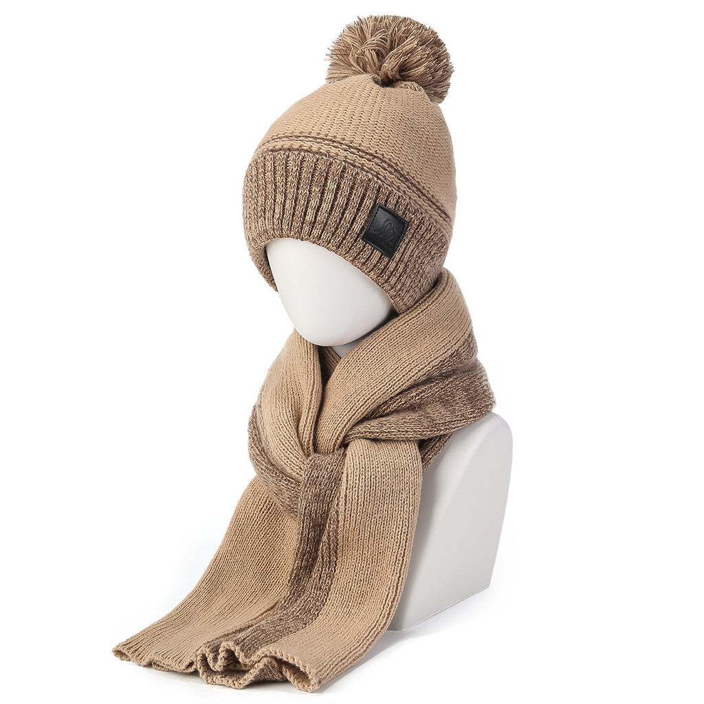 Winter Knitted Hat And Scarf Set With Color Match
