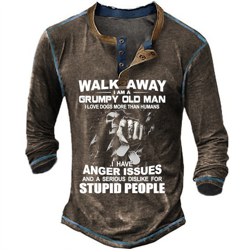 Graphic Letter Henley Long Sleeve Tee