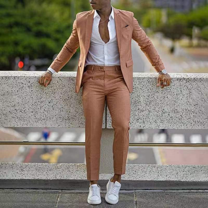British Style Solid Color Casual Suit for Men