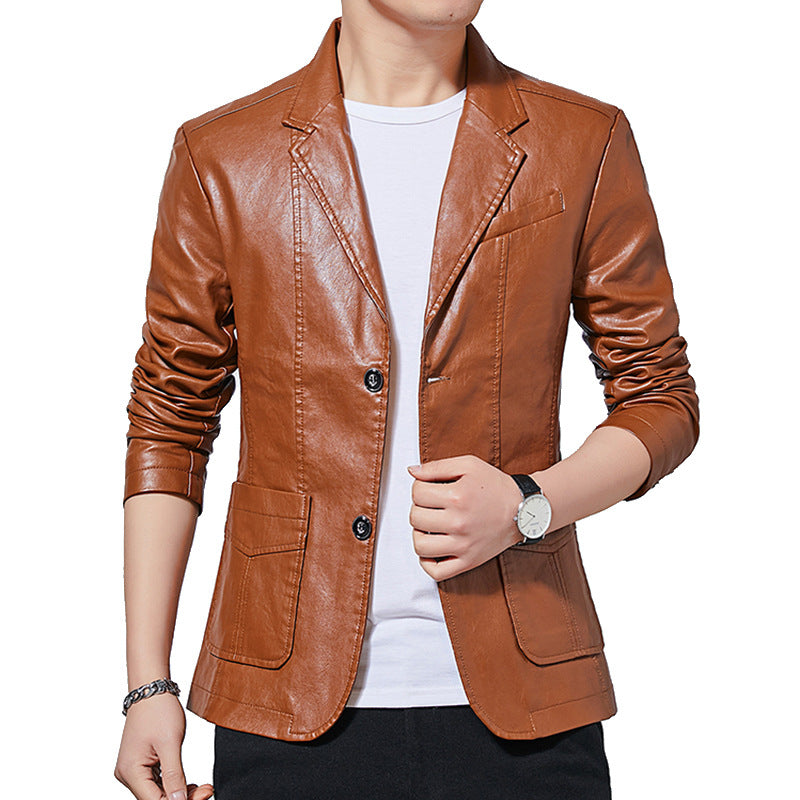 Men’s Slim Fit Korean Style Leather Jacket