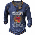 Men’s Cartoon Graphic Henley Casual T-Shirt