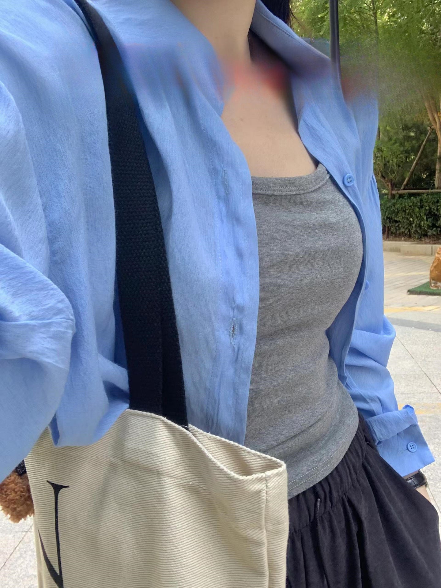 Blue Summer Sun Protection Shirt - Loose, Lightweight & Breathable