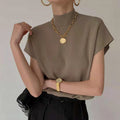 2025 New Women's Knitted Vest - Half Turtleneck Waistcoat Style, Loose Short-Sleeved Summer Top